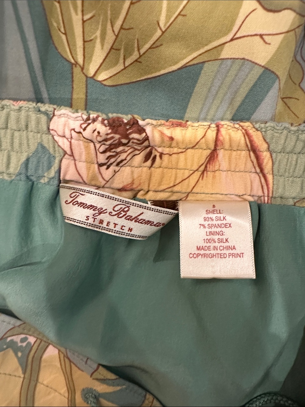 Silk Tommy Bahama Sage Green Floral Maxi Skirt with Yellow Lotus Print - Picture 4 of 4